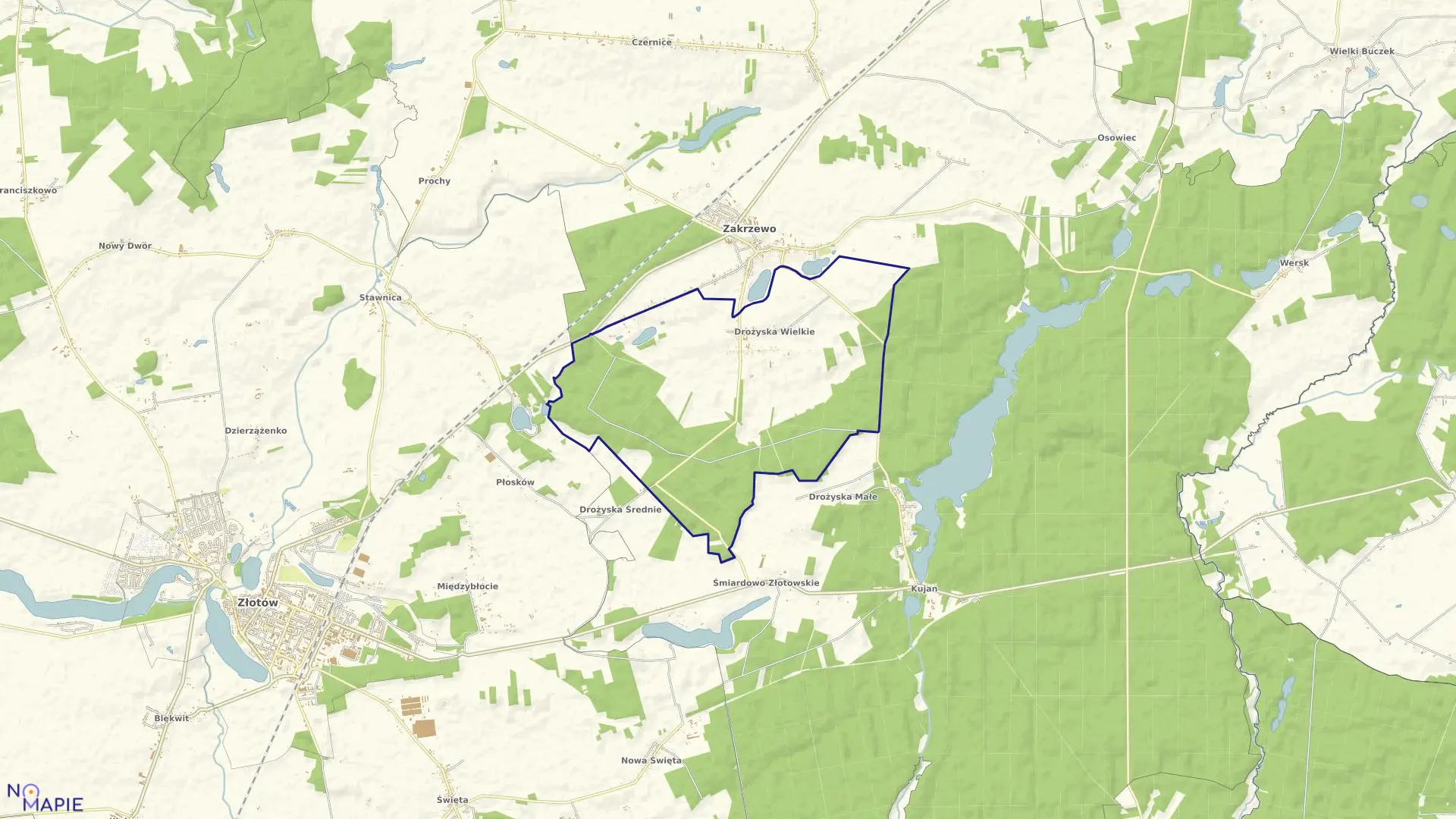 Mapa obrębu DROŻYSKA WIELKIE w gminie Zakrzewo