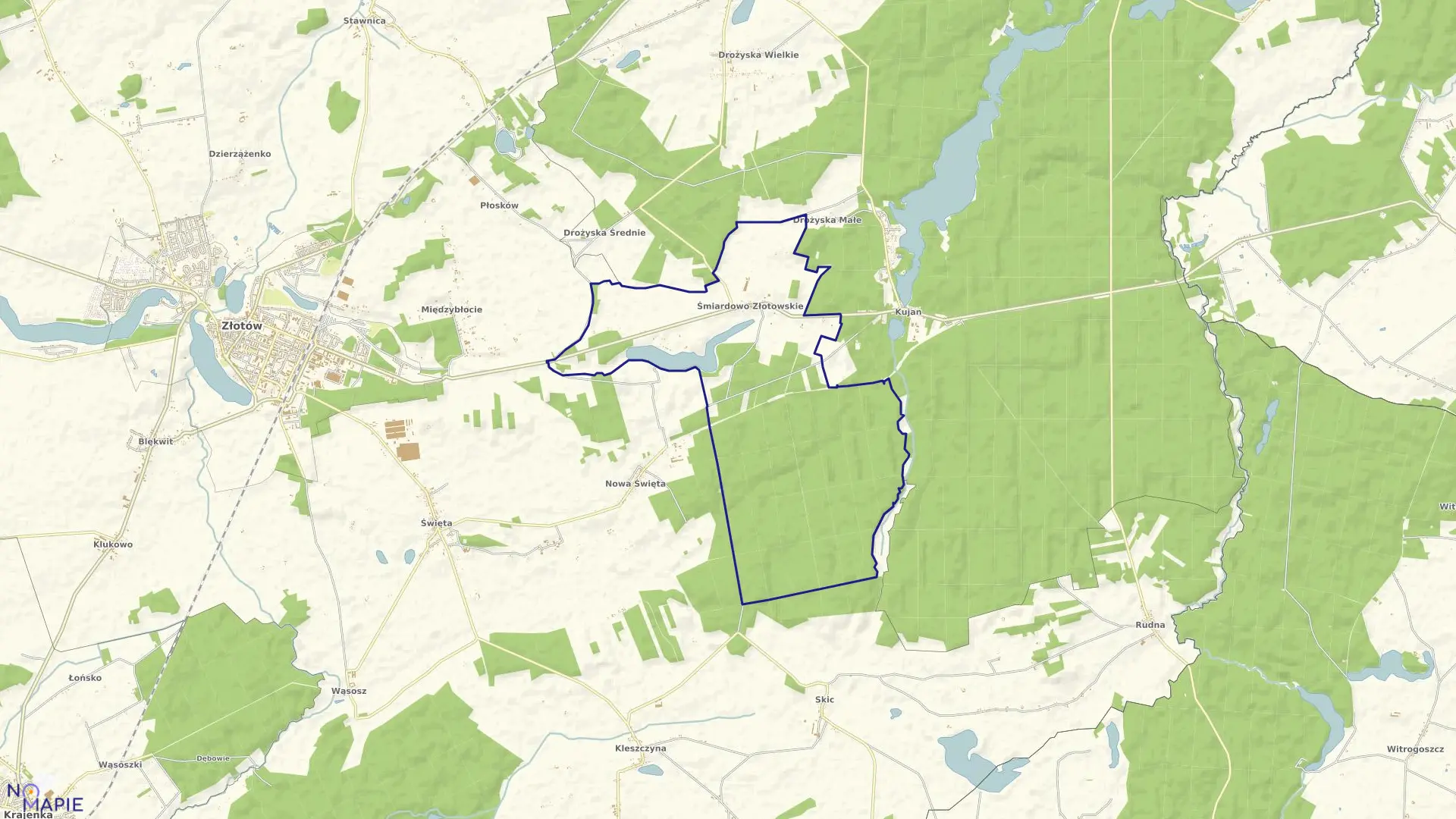 Mapa obrębu ŚMIARDOWO ZŁOTOWSKI w gminie Zakrzewo